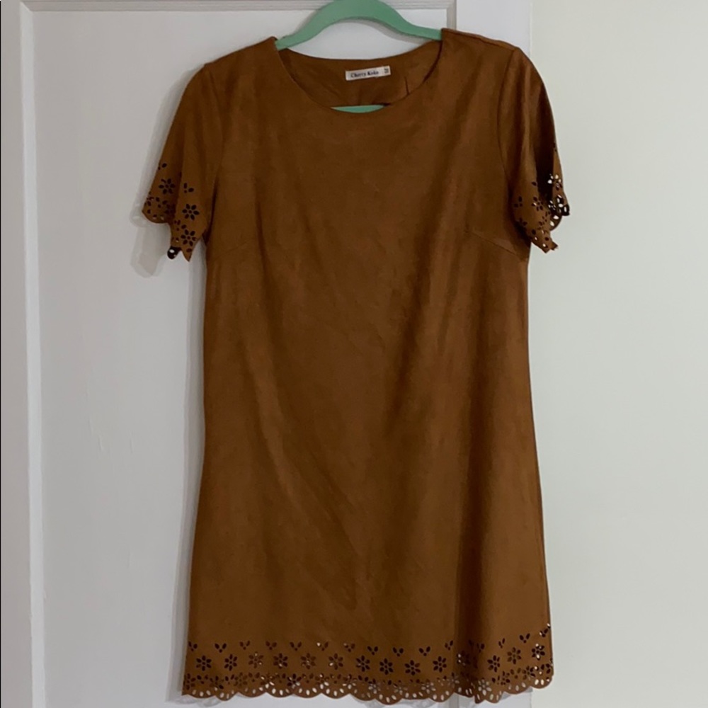 Medium Cherry Koko faux suede dress